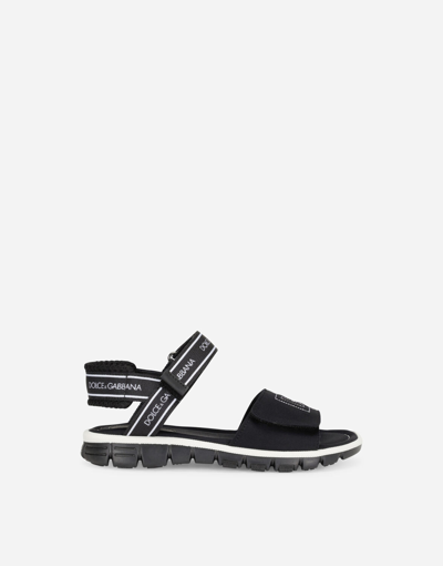 DOLCE & GABBANA TECHNICAL FABRIC SANDALS WITH DG LOGO