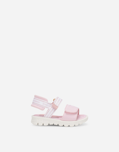 Dolce & Gabbana Babies' Technical Fabric Sandals With Dg Logo In Multicolor
