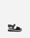 Dolce & Gabbana Babies' Technical Fabric Sandals With Dg Logo In Black