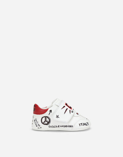 Dolce & Gabbana Babies' Graffiti-print Nappa Leather Trainers In Multicolor