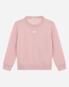 DOLCE & GABBANA CASHMERE ROUND-NECK SWEATER WITH DG LOGO EMBROIDERY