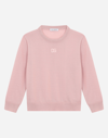 Dolce & Gabbana Cashmere Round-neck Sweater With Dg Logo Embroidery In Pink