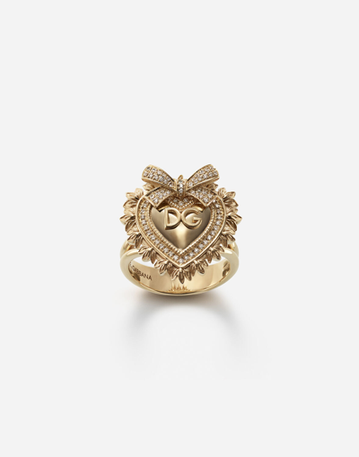 Dolce & Gabbana Devotion Ring In Yellow Gold With Diamonds