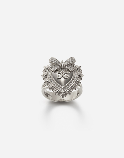 Dolce & Gabbana Devotion Ring In White Gold With Diamonds