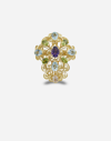 DOLCE & GABBANA PIZZO RING IN YELLOW GOLD FILGREE WITH AMETHYST, AQUAMARINES, PERIDOTS AND MORGANITE