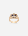 DOLCE & GABBANA CROWN YELLOW GOLD RING WITH LAPISLAZZULI ON THE INSIDE