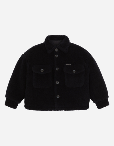 Dolce & Gabbana Kids' Teddy Jacket With Patch Pockets In Blue