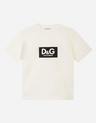 DOLCE & GABBANA INTERLOCK T-SHIRT WITH LOGO PRINT