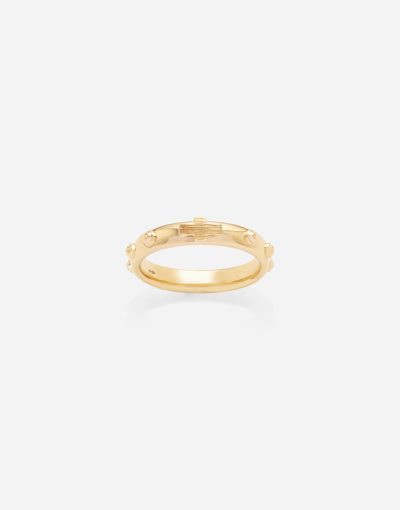 Dolce & Gabbana Love Yellow Gold Rossary Band With Studs And Brushed Cross