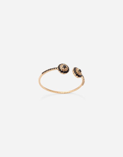DOLCE & GABBANA FAMILY YELLOW GOLD BRACELET WITH ROSETTE MOTIF AND BLACK SAPPHIRE