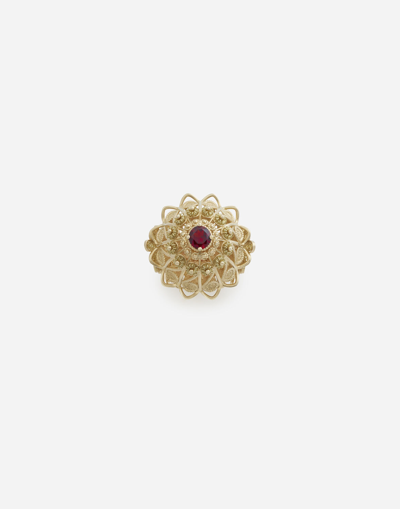 DOLCE & GABBANA FILIGREE RING 18-CARAT YELLOW GOLD AND RHODOLITE GARNET