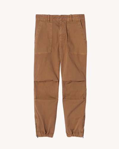 Nili Lotan Stretch Cotton Twill Crop Military Pants In Chocolate Brown