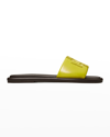 Tory Burch Double T Logo Flat Slide Sandals In Lime Lime Lime J