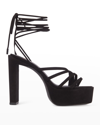 Black Suede Studio Bss X Caroline Sasha Sandals In Black Kid Suede