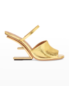 FENDI METALLIC LAMBSKIN F-HEEL MULES