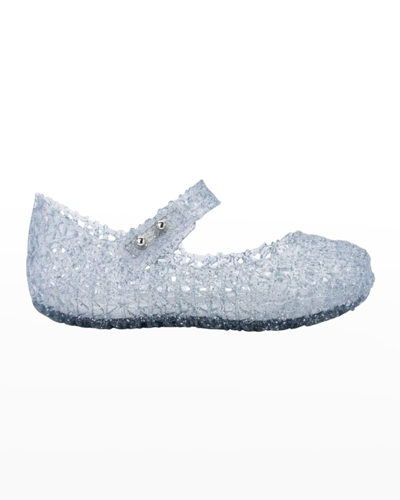 Mini Melissa Kids' Girl's Campana Papel Glitter Cutout Mary Jane Shoes, Baby/toddlers In Clear