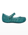 Mini Melissa Girl's Campana Papel Glitter Cutout Mary Jane Shoes, Baby/toddlers In Green