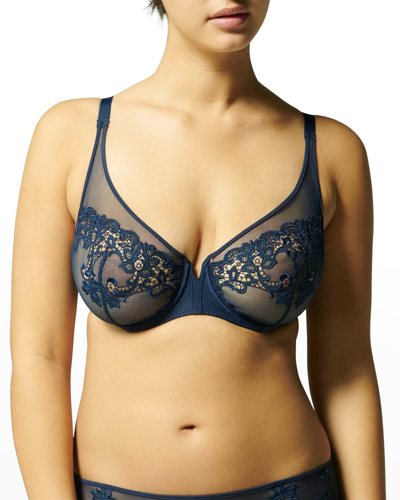 Simone Perele Saga Sheer Plunge Underwire Bra In Peacock