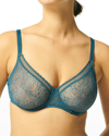 Shop Simone Perele Comete Molded Full Cup Convertible Lace Bra In Mystery Blue