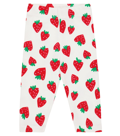 Stella Mccartney Baby Girl's Strawberries Rib Leggings In White Multi