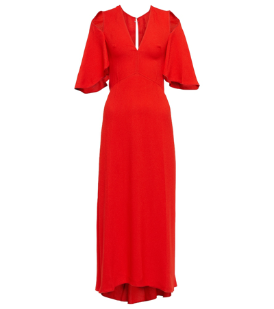 Victoria Beckham Red Cut-out Crepe Midi Dress