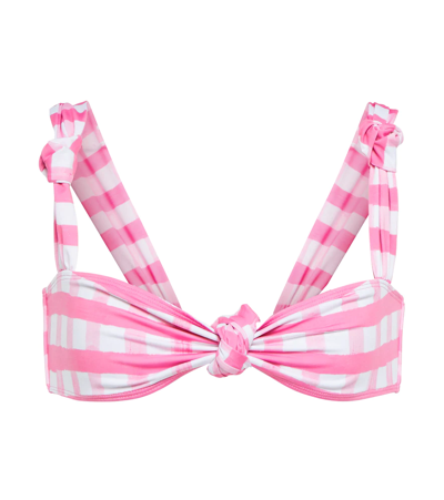 Jacquemus Le Haut Vichy Checked Bikini Top In Pink