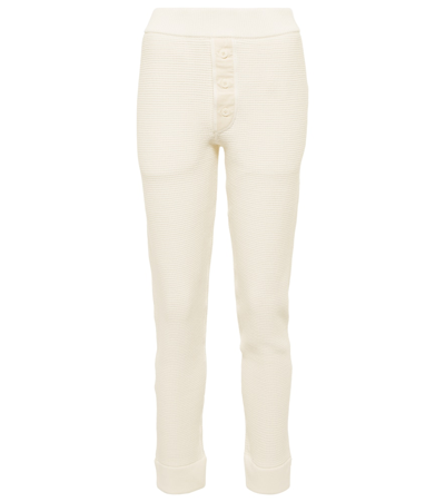 The Row Waffle-knit Cotton-blend Sweatpants In Ivory