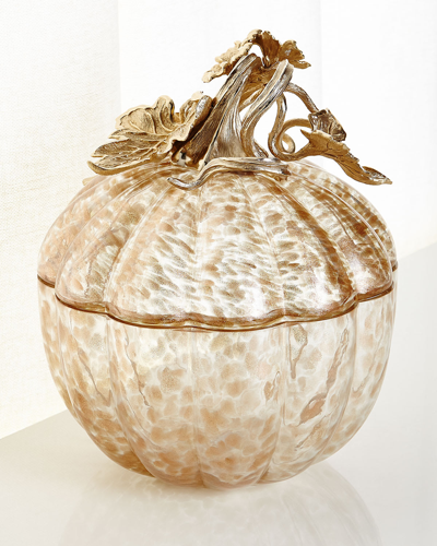 Jay Strongwater Large Leaf And Vine Gilded Glass Jar In Gold
