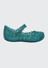 Mini Melissa Girl's Campana Papel Glitter Cutout Mary Jane Shoes, Baby/toddlers In Green