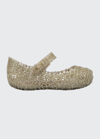 Mini Melissa Girl's Campana Papel Glitter Cutout Mary Jane Shoes, Baby/toddlers In Dark Gold