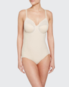 Wacoal Visual Effects Mesh-top Bodysuit In Sand