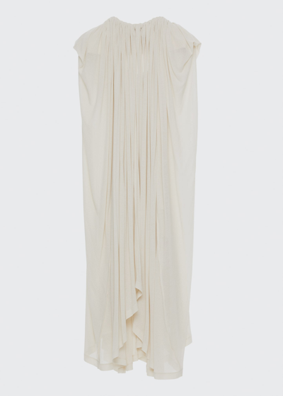 Quira Gathered Liquid High-low Midi Dress In Butter