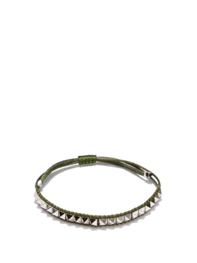 Valentino Garavani Rockstud Cord Bracelet In Green