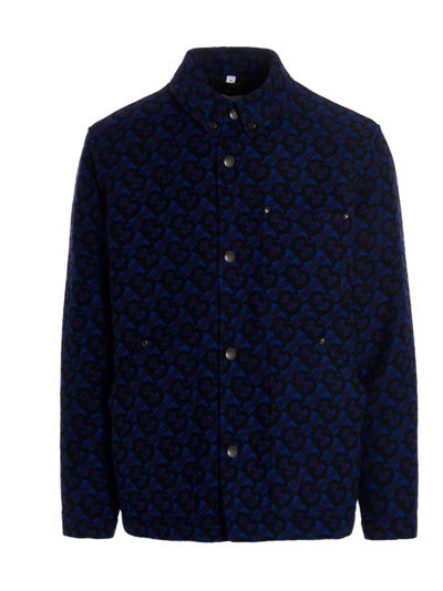 Burberry Monogram Jacquard Shirt Jacket In Blue