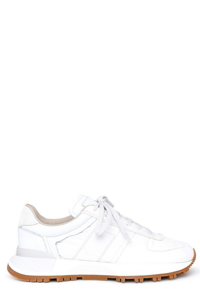 Maison Margiela Evolution Nylon Sneakers With Leather Profiles In White