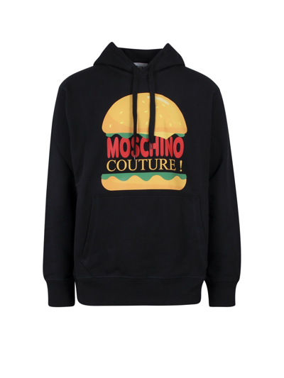 Moschino Hamburger Couture Logo Hoodie In Black
