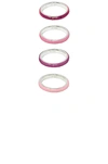 Fry Powers Set Of 4 Ombre Enamel Rings In Pink Ombre