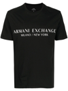Armani Exchange Logo Printed Cotton Crewneck T-shirt In Black