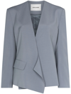 Low Classic Draped Collarless Blazer In Blue