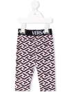 Versace All-over Logo Print Leggings In Pink
