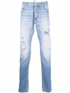 Dsquared2 Distressed-effect Straight-leg Jeans In Blue