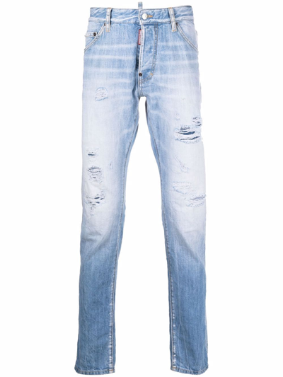 Dsquared2 Distressed-effect Straight-leg Jeans In Blue