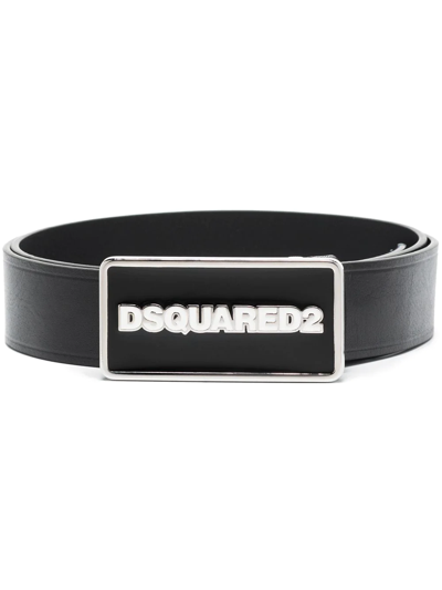 DSQUARED2 LOGO-BUCKLE LEATHER BELT