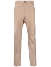 Ferragamo Stretch Cotton Flat-front Pants In Neutrals