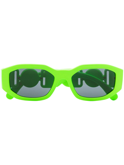 Versace Medusa Biggie Rectangle-frame Sunglasses In Green