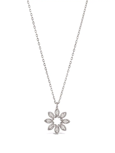 Dinny Hall 14kt White Gold Jasmine Flower Diamond Necklace In Silver