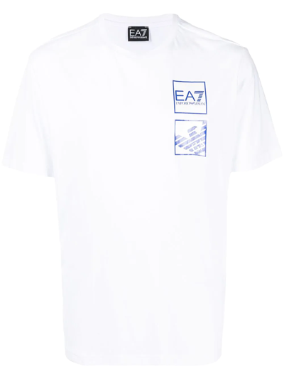 Ea7 Logo-print Cotton T-shirt In White