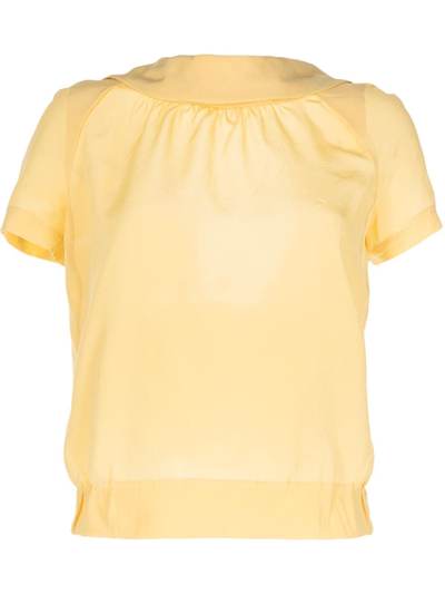 Pre-owned Louis Vuitton 2010  Open-back Silk Blouse In Yellow