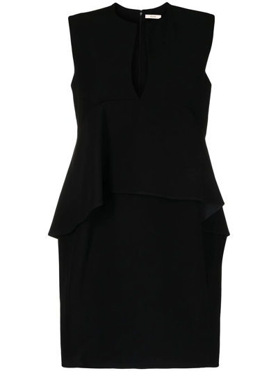 Pre-owned Celine 2010  Ruffled Detail Sleeveless Dress In Black