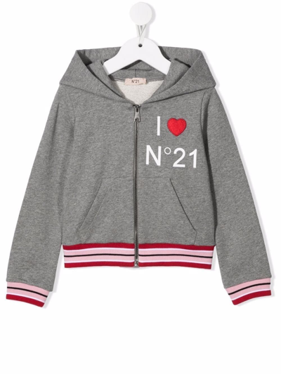 N°21 Teen Logo-print Track Jacket In Grey